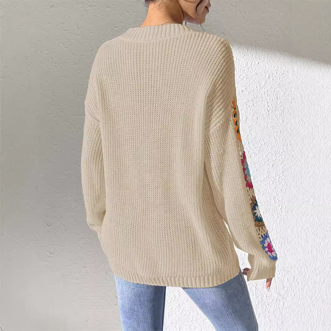 Claire™ | Crochet Patch Knit Sweater