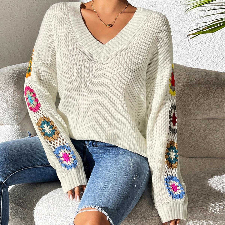 Claire™ | Crochet Patch Knit Sweater
