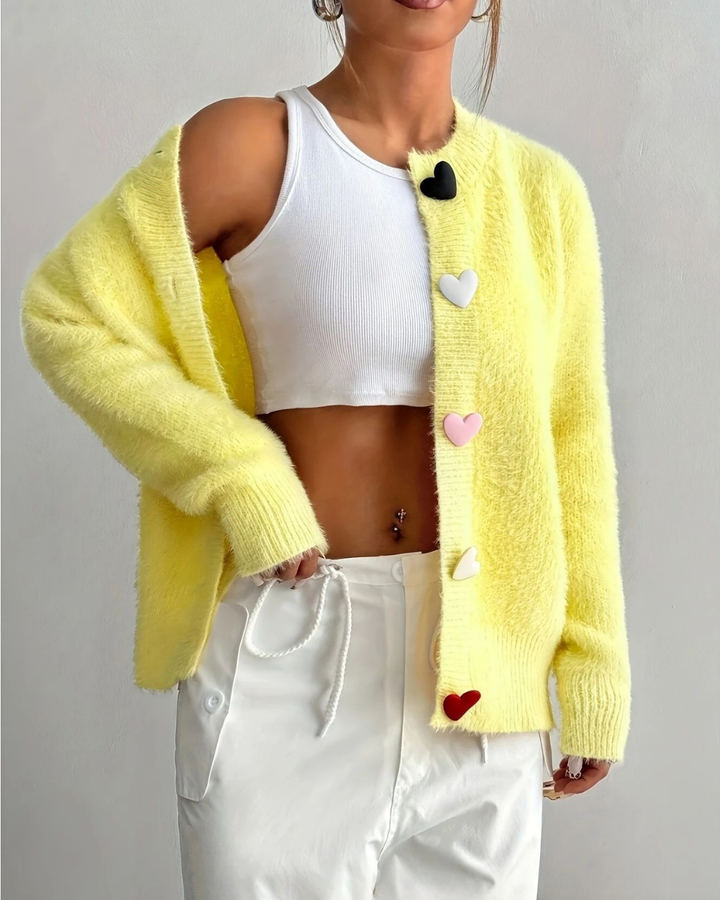 Claire™ Heart Button Cardigan
